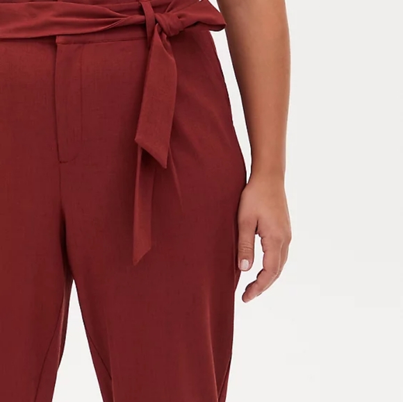 NWT Torrid Brown tie waist, paperbag, strt leg, - Picture 2 of 10